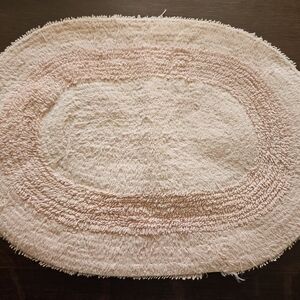 VTG Chenille Bathroom Rug Lt. Pink Cotton Front & Back 23"× 17" Preowned